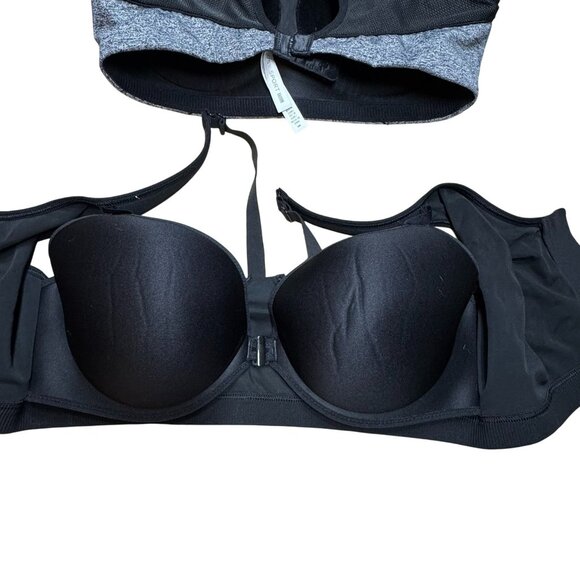 VS Victoria's Secret Workout Bra Lot 2 Sized 36D Zip Up Racer Back Black Gray La - Picture 6 of 6